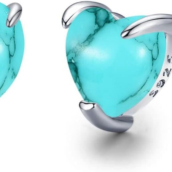 Jewelry - Heart Turquoise Earrings S925 Sterling Silver Vintage Daily Jewelry Gift for Sen